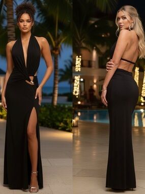 Mi Amor Black Halter Maxi Dress